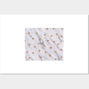 Rose gold spots on marble Posters and Art